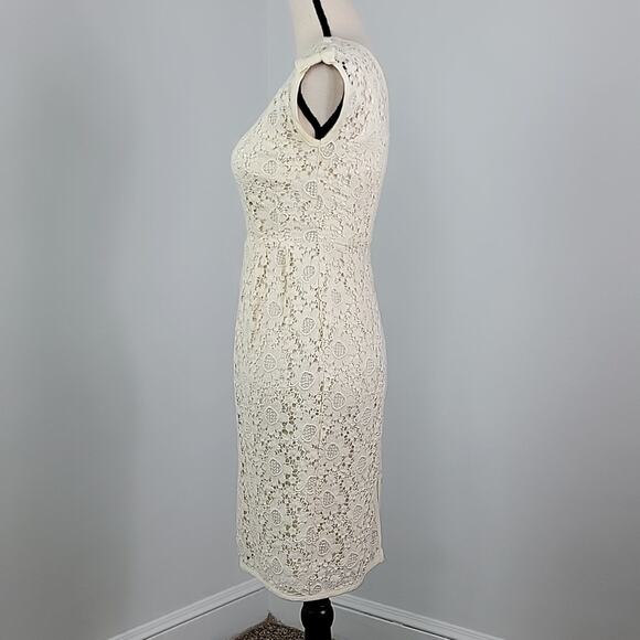 Nanette Lepore Crocheted Lace Sheath Midi Dress in Ivory Cream Size 0 - Picture 5 of 16